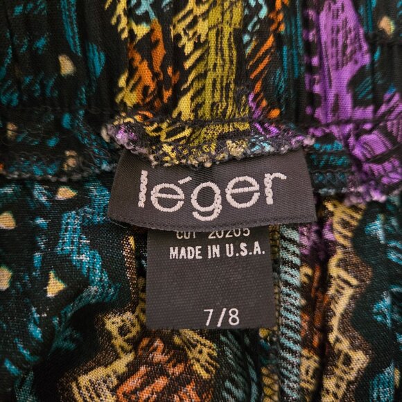 VTG Léger Womens Pants 7/8 Multicolor Geometric Pattern 100% Rayon USA 90s - Picture 3 of 12